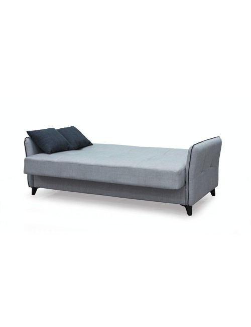 Divano 3 Posti Funzione Letto Contenitore Panama Tessuto Grigio Chiaro
