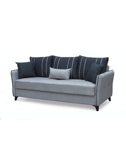 Divano 3 Posti Funzione Letto Contenitore Panama Tessuto Grigio Chiaro