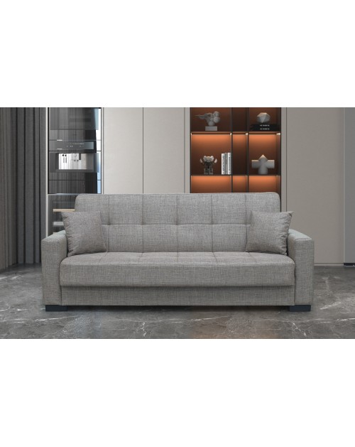 Divano 3 posti funzione letto contenitore NewMalpensa in tessuto cappuccino 225x88x94h