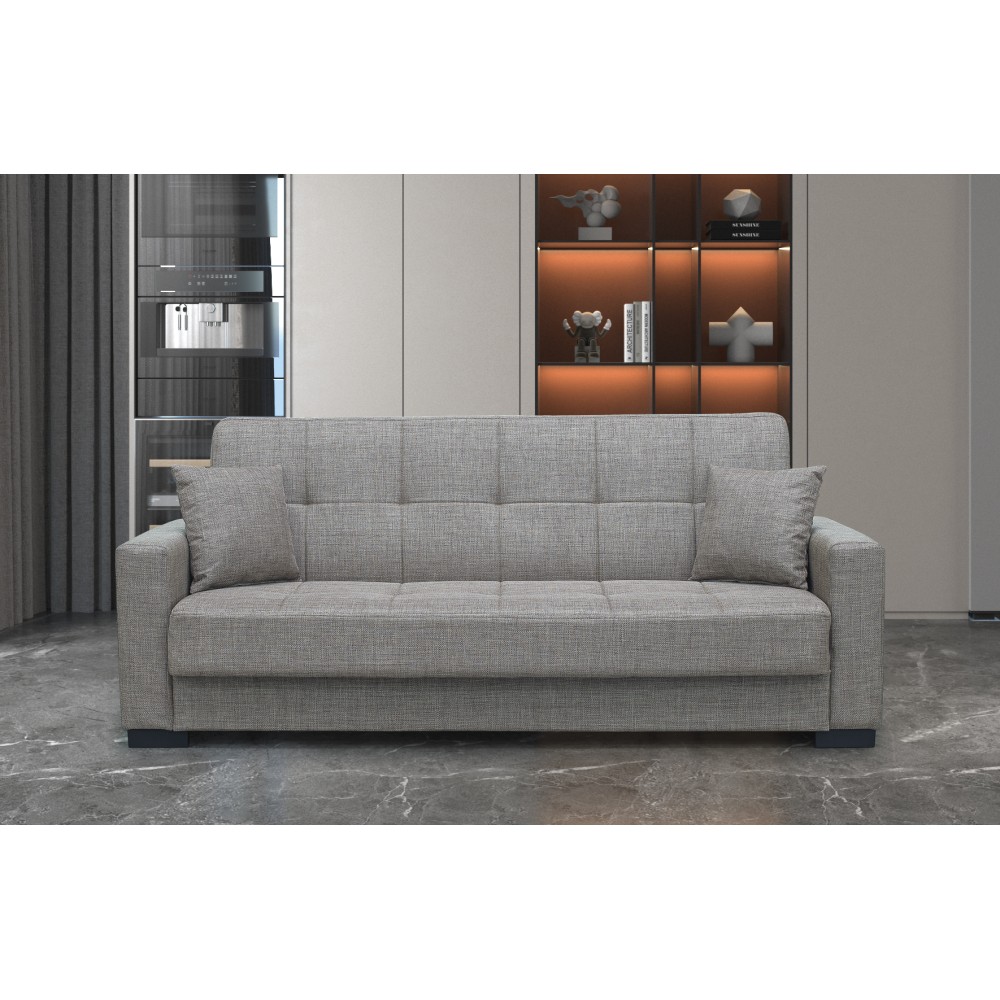 Divano 3 posti funzione letto contenitore NewMalpensa in tessuto cappuccino 225x88x94h