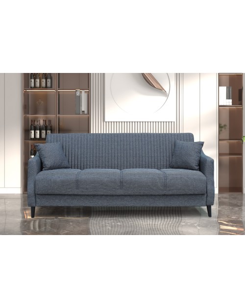 Divano 3 posti funzione letto contenitore Montana in tessuto grigio 225x82x92h