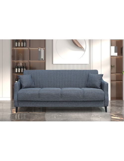 Divano 3 Posti Funzione Letto Contenitore Montana in Tessuto Grigio