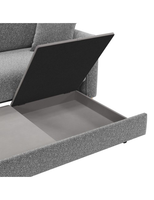 Divano 3 posti Cosy con letto estraibile e contenitore in tessuto grigio 180x93x97H