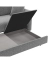 Divano 3 posti Cosy con letto estraibile e contenitore in tessuto grigio 180x93x97H