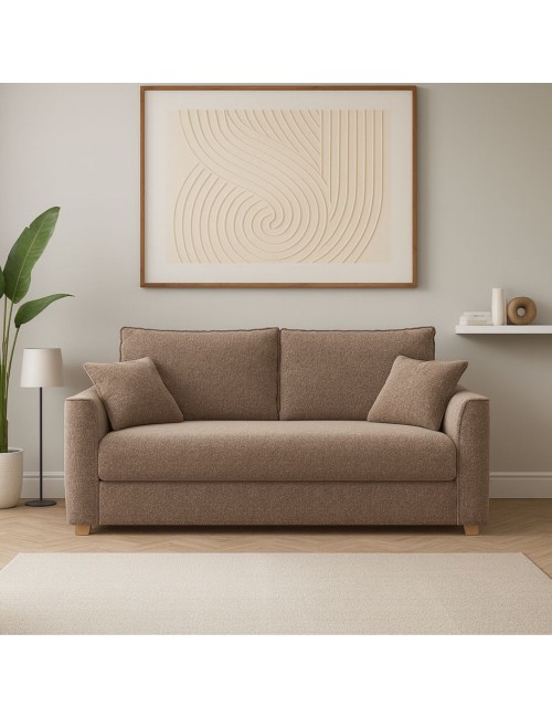 Divano 3 posti Cosy con letto estraibile e contenitore in tessuto tortora 180x93x97H