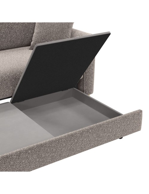 Divano 3 posti Cosy con letto estraibile e contenitore in tessuto tortora 180x93x97H