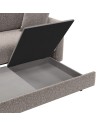 Divano 3 posti Cosy con letto estraibile e contenitore in tessuto tortora 180x93x97H