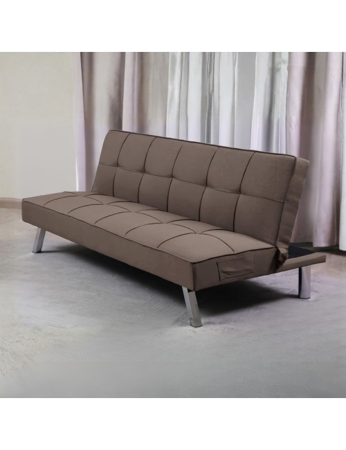 Divano click-clack Daynora marrone con funzione letto 168x83x75.5H