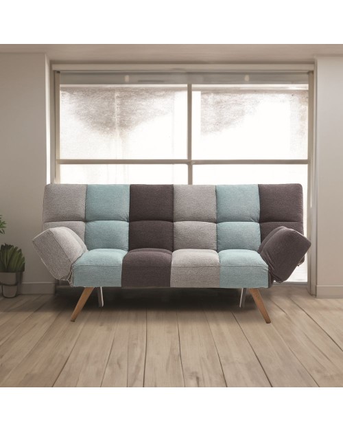 Divano con funzione letto e braccioli reclinabili Dube patchwork 181x81x86h