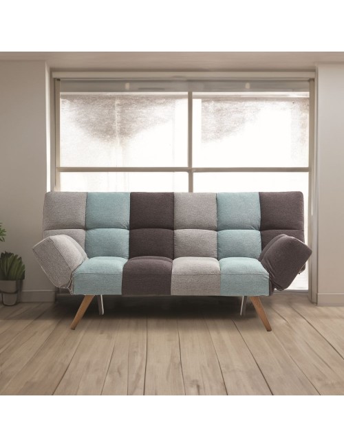 Divano con funzione letto e braccioli reclinabili Dube patchwork 181x81x86h