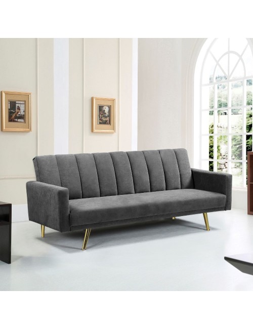 Divano letto tessuto grigio Issyk 198x86x81h
