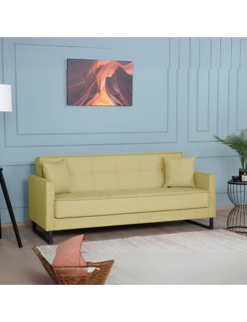 Divano funzione letto e contenitore Legen 3 Posti in vellutino Senape 210x85x87H