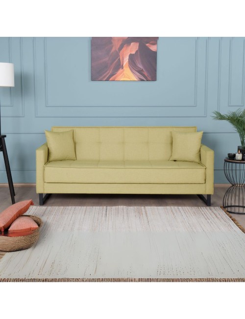 Divano funzione letto e contenitore Legen 3 Posti in vellutino Senape 210x85x87H