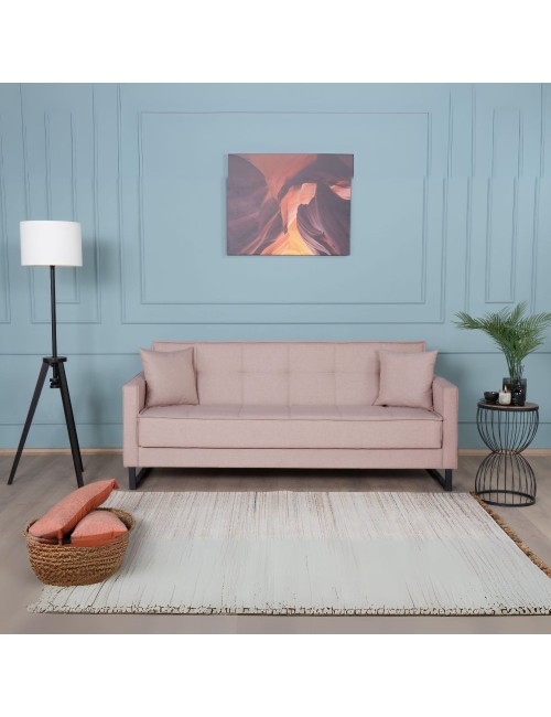 Divano funzione letto e contenitore Legen 3 Posti in vellutino rosa antico 210x85x87H