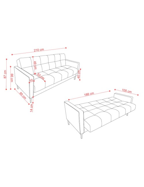Divano funzione letto e contenitore Legen 3 Posti in vellutino verde oliva 210x85x87H