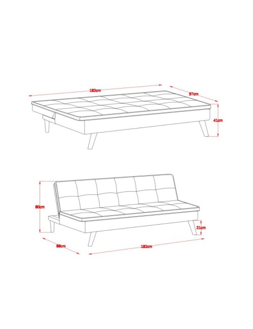 Divano letto Lunaria 3 posti colore grigio design moderno 182x88x80H