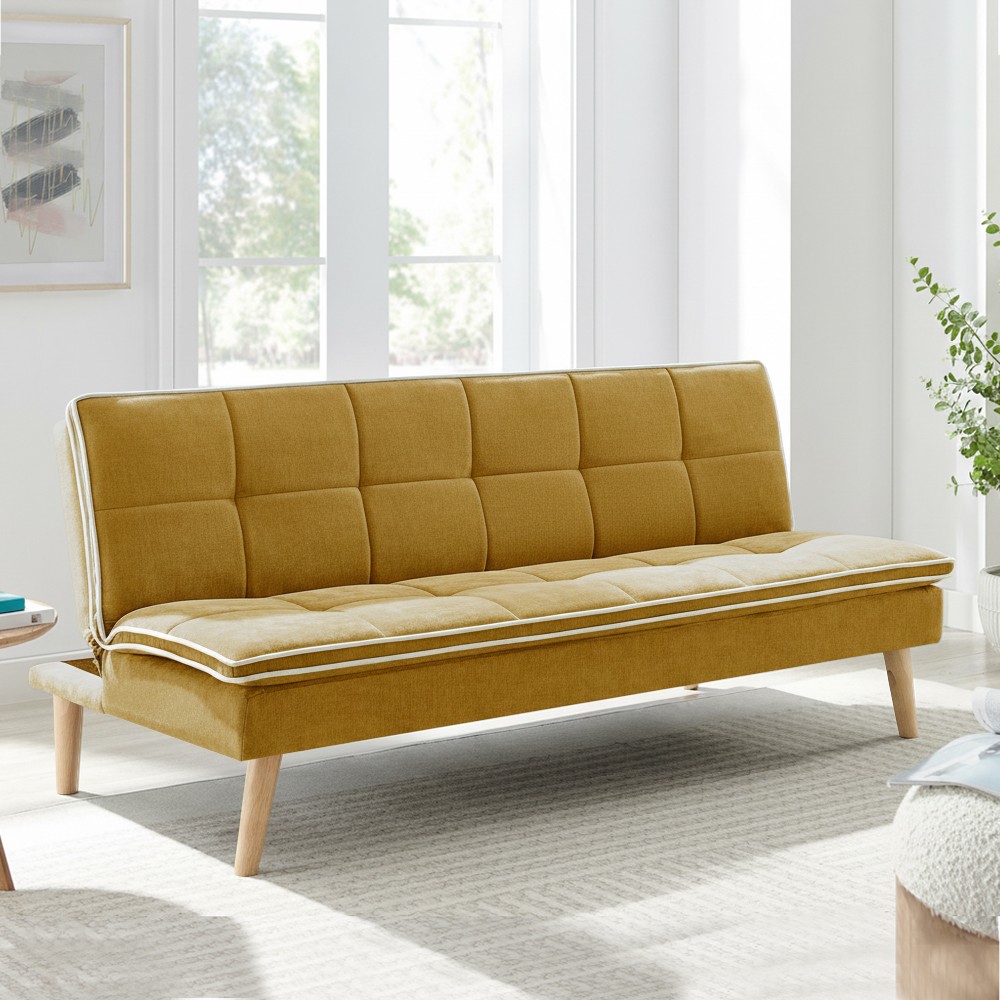 Divano letto Lunaria 3 posti colore senape design moderno 182x88x80HE