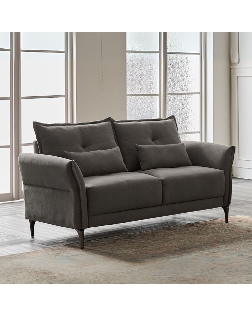 Divano 2 posti Nutmeg in tessuto grigio scuro 160x76x86H