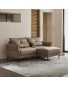 Divano 3 Posti Nutmeg con pouf in tessuto beige 196x76x86H