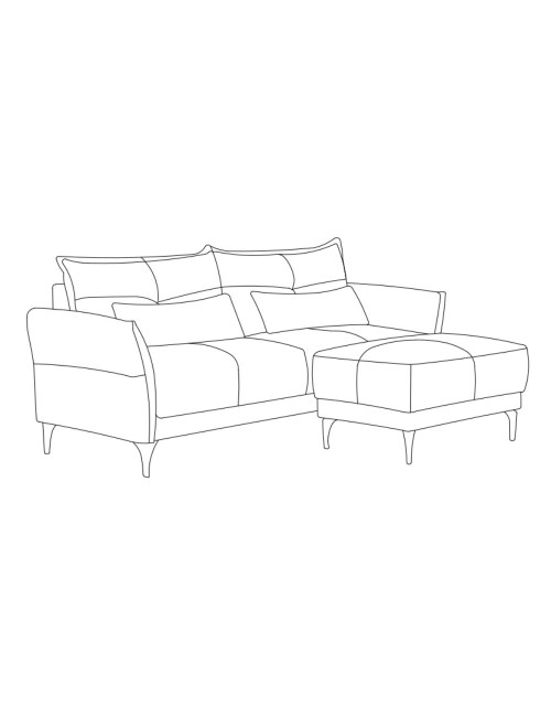 Divano 3 Posti Nutmeg con pouf in tessuto beige 196x76x86H