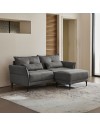 Divano 3 Posti Nutmeg con pouf in tessuto grigio scuro 196x76x86H