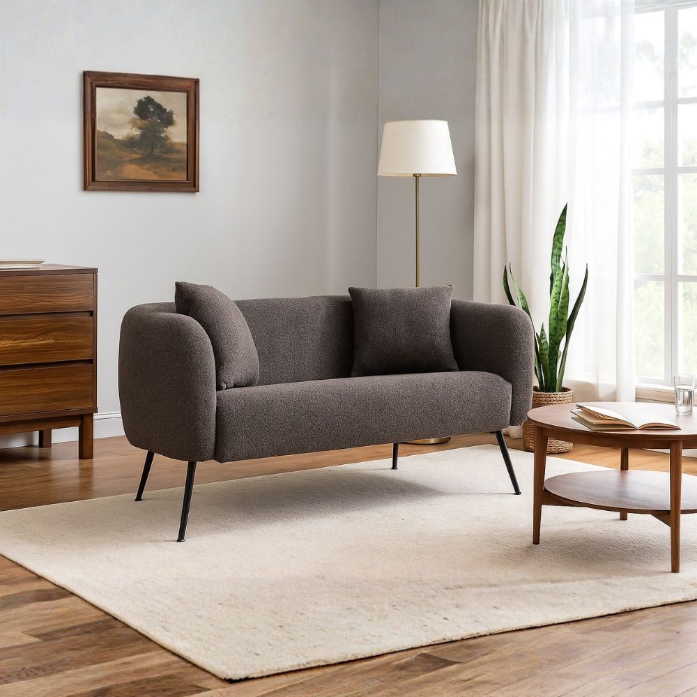 Divano Nuvia 2 posti in tessuto Grigio mouse con piedi neri 141x70x74H