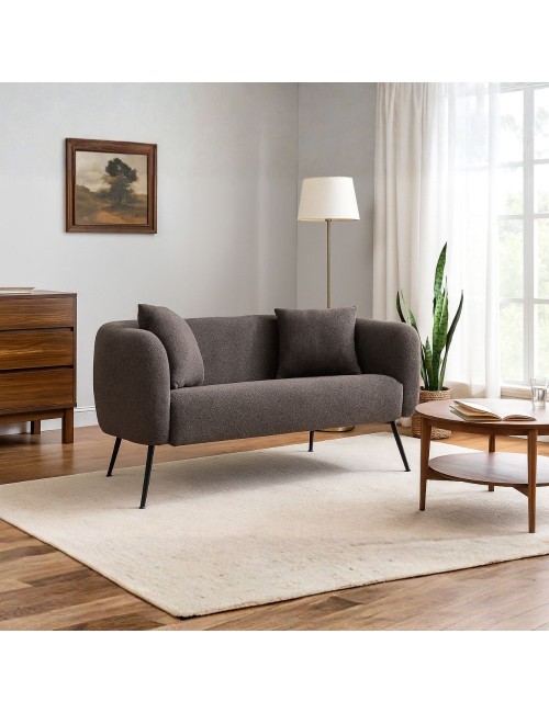Divano Nuvia 2 posti in tessuto Grigio mouse con piedi neri 141x70x74H