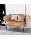 Divano 2 Posti Orel a Conchiglia in Velluto Beige – Design Elegante e Avvolgente