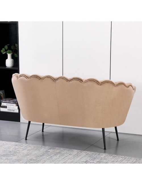Divano 2 Posti Orel a Conchiglia in Velluto Beige – Design Elegante e Avvolgente