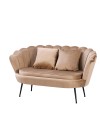 Divano 2 Posti Orel a Conchiglia in Velluto Beige – Design Elegante e Avvolgente