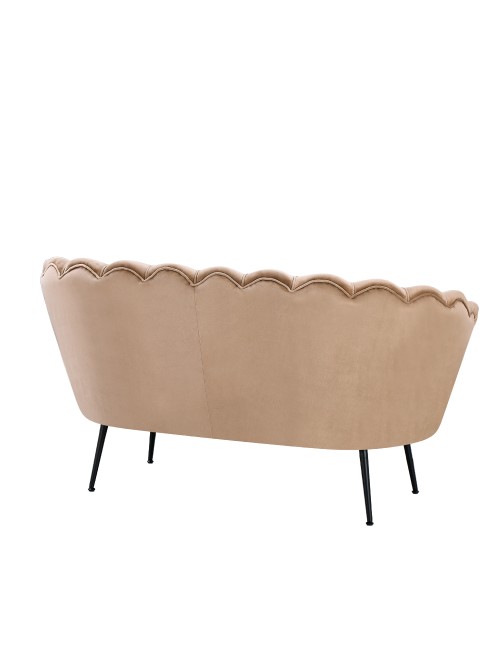 Divano 2 Posti Orel a Conchiglia in Velluto Beige – Design Elegante e Avvolgente