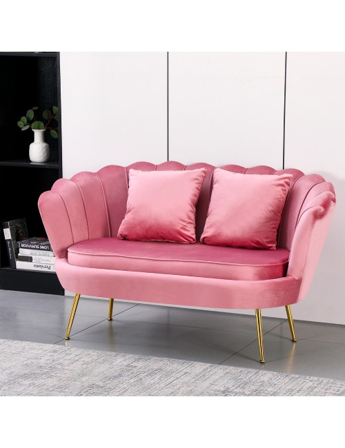 Divano 2 Posti Orel a Conchiglia in Velluto Rosa – Design Elegante e Avvolgente