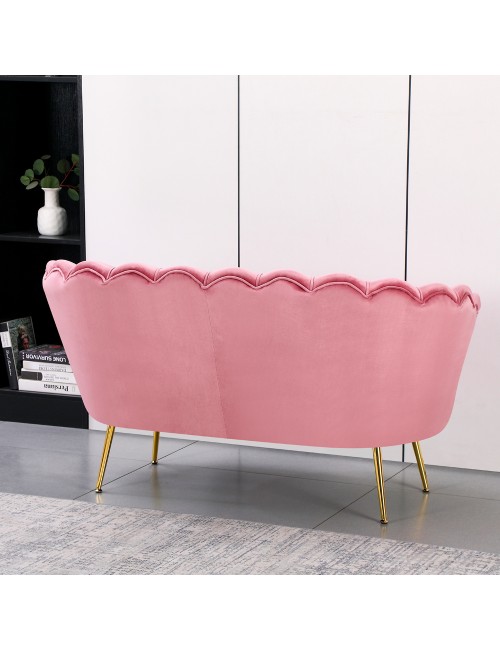 Divano 2 Posti Orel a Conchiglia in Velluto Rosa – Design Elegante e Avvolgente