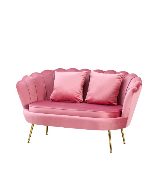 Divano 2 Posti Orel a Conchiglia in Velluto Rosa – Design Elegante e Avvolgente