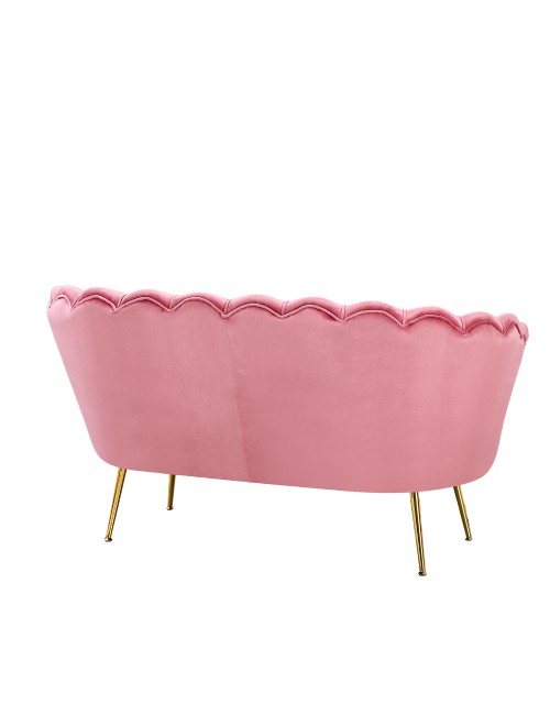 Divano 2 Posti Orel a Conchiglia in Velluto Rosa – Design Elegante e Avvolgente
