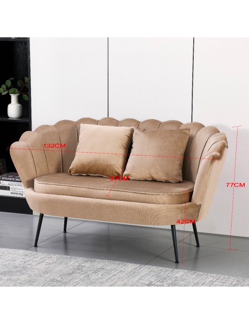Divano 2 Posti Orel a Conchiglia in Velluto Rosa – Design Elegante e Avvolgente