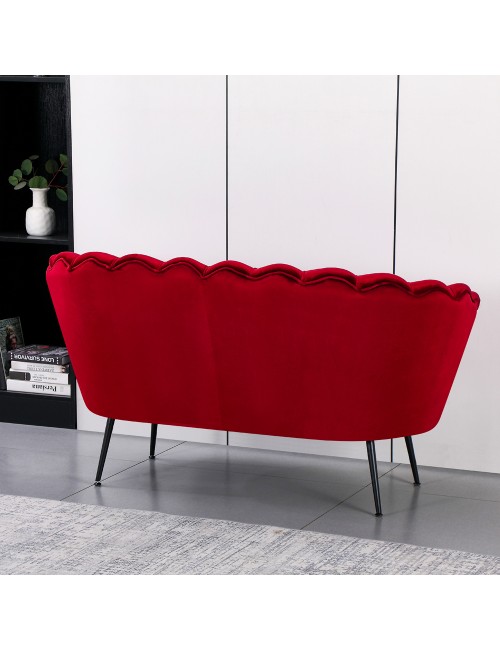 Divano 2 Posti Orel a Conchiglia in Velluto Rosso – Design Elegante e Avvolgente