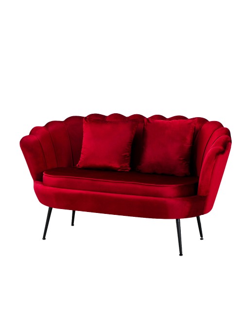 Divano 2 Posti Orel a Conchiglia in Velluto Rosso – Design Elegante e Avvolgente