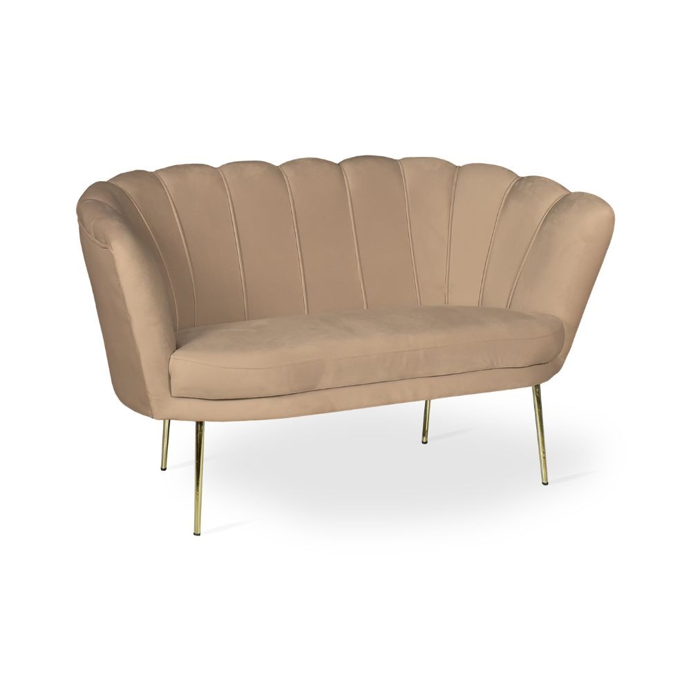 Divano a conchiglia due posti Orel velluto nocciola 135x76.5x75h