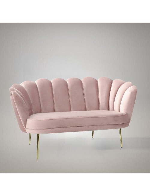 Divano a conchiglia due posti Orel tessuto rosa 135x76.5x75h
