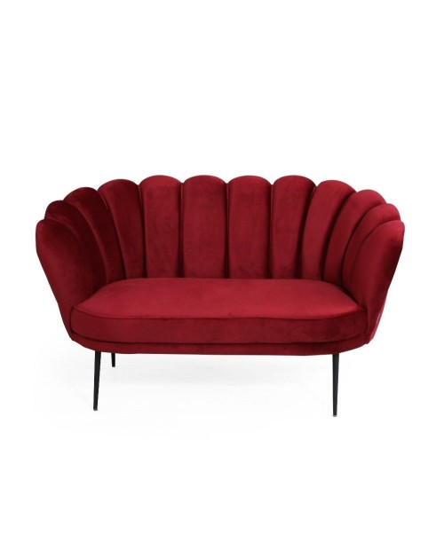 Divano a conchiglia due posti Orel velluto rosso 135x76.5x75h