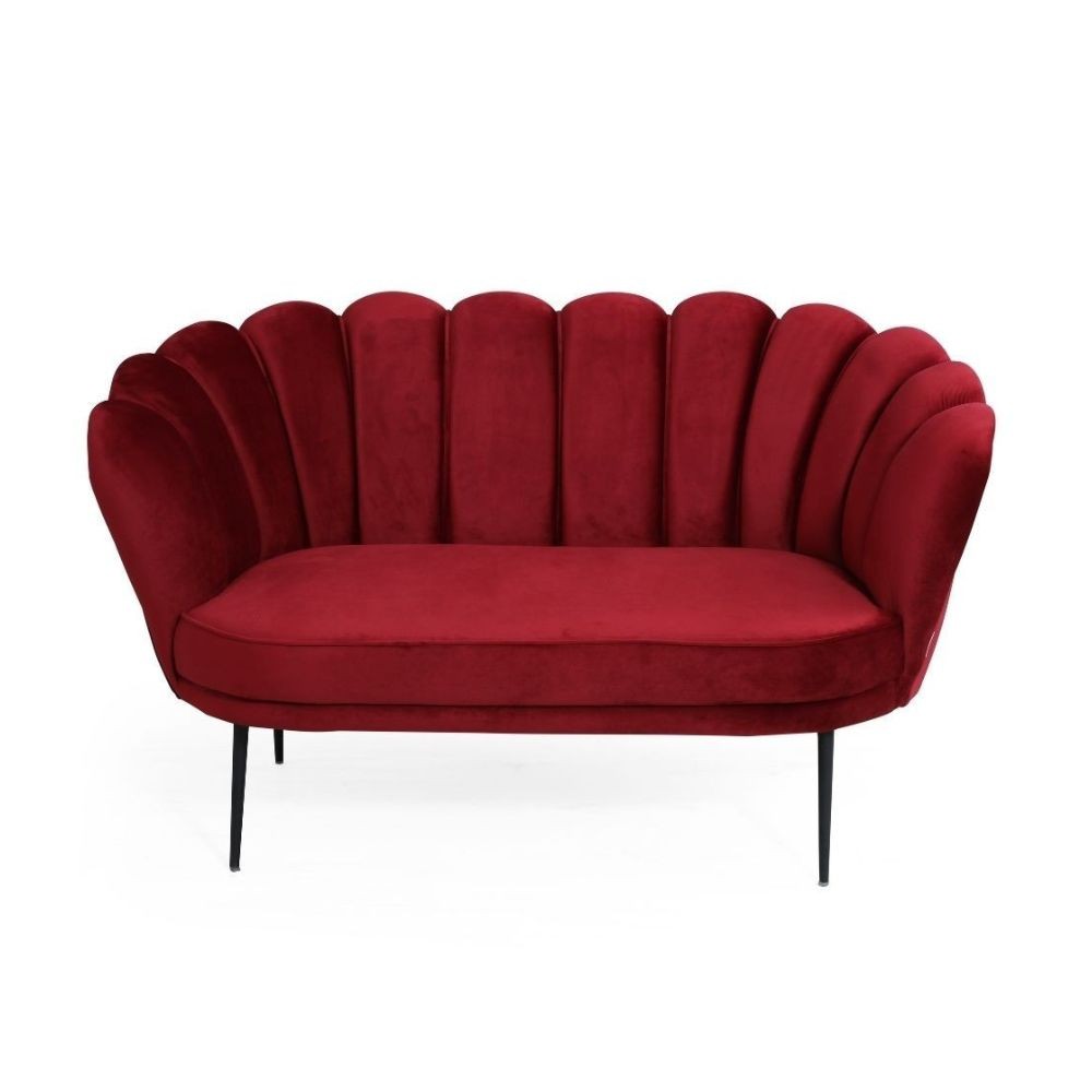 Divano a conchiglia due posti Orel velluto rosso 135x76.5x75h