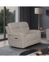 Divano Kayde 2 posti recliner elettrico in tessuto beige – Comfort e relax totale