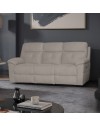 Divano Kayde 3 posti recliner elettrico in tessuto beige – Comfort e relax totale