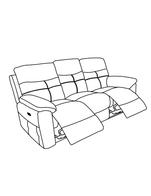 Divano Kayde 3 posti recliner elettrico in tessuto beige – Comfort e relax totale