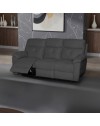 Divano Kayde 3 posti recliner elettrico in tessuto grigio scuro – Comfort e relax totale