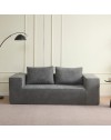 Divano sottovuoto 3 posti Kelly in tessuto grigio chiaro con imbottitura in schiuma 200x100x76H