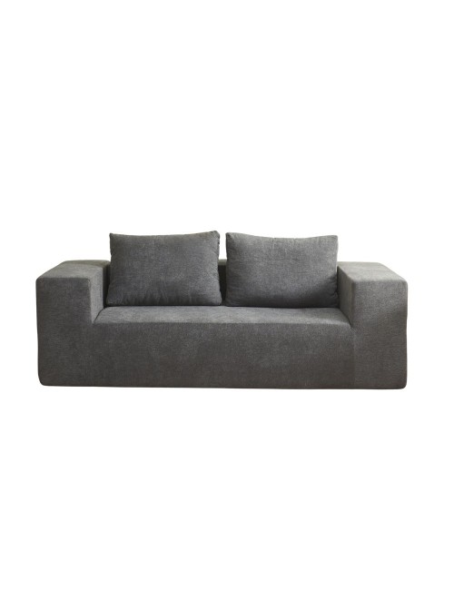 Divano sottovuoto 3 posti Kelly in tessuto grigio chiaro con imbottitura in schiuma 200x100x76H