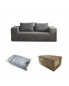 Divano sottovuoto 3 posti Kelly in tessuto grigio chiaro con imbottitura in schiuma 200x100x76H