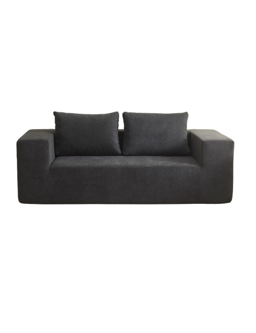 Divano sottovuoto 3 posti Kelly in tessuto grigio scuro con imbottitura in schiuma 200x100x76H